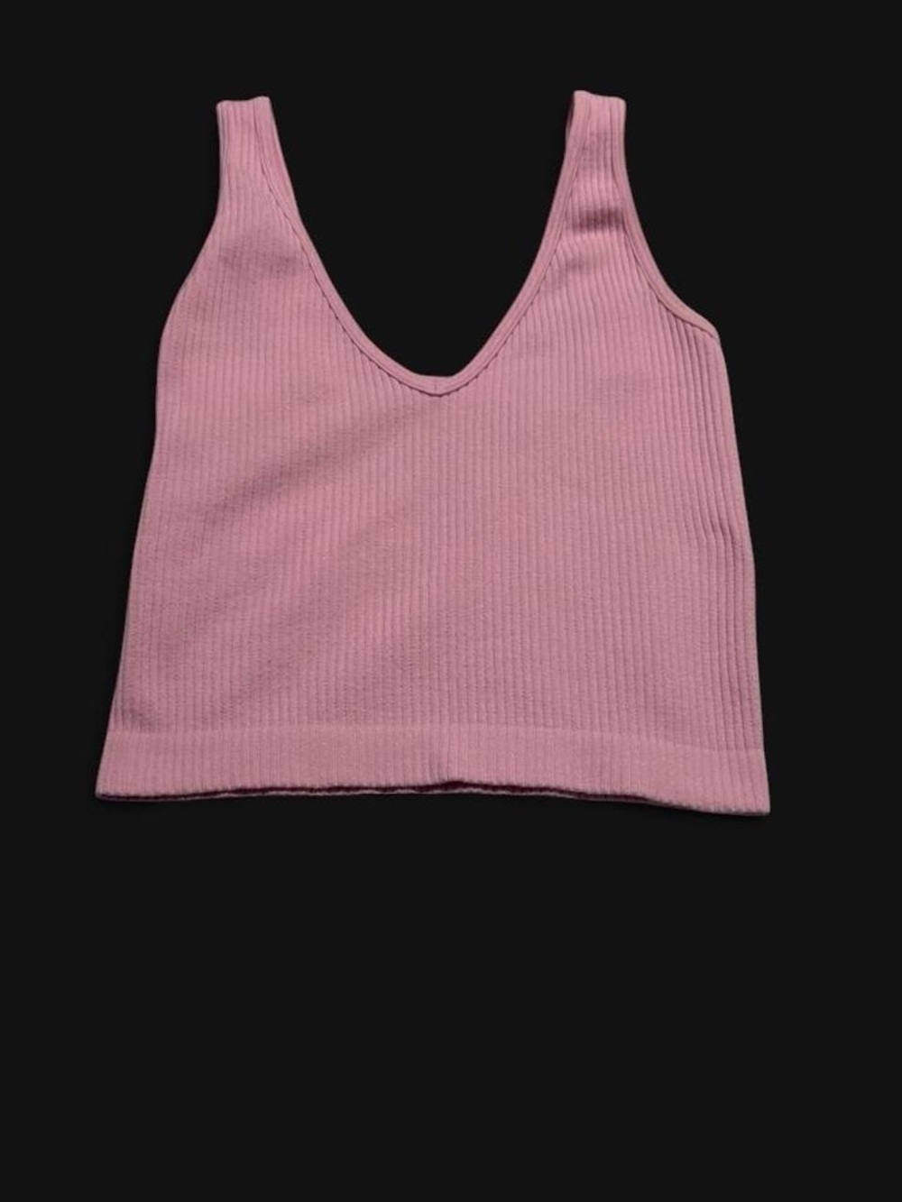 Free People Ribbed V-Neck Cropped Tank Top - Pink